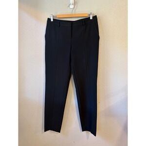 St. John Caviar Trousers Women 4 Black Straight Leg Front Seam Office Classic